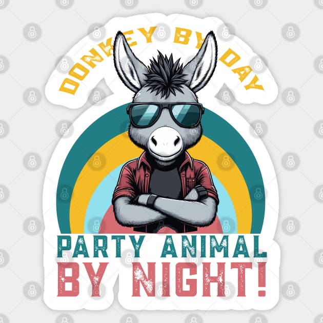 Cool Funny Donkey with Sunglasses - Ideal for Animal Lovers! Sticker by JessArty